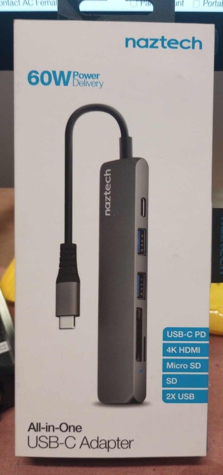 Naztech All-In-One USB-C Adapter Hub Micro SD 60W Power Delivery 4K HDMI Grey
