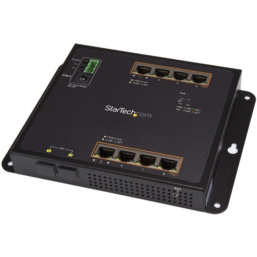 StarTech 8-Port PoE+ Gigabit Ethernet Managed Switch w/ 2 SFP Connections
