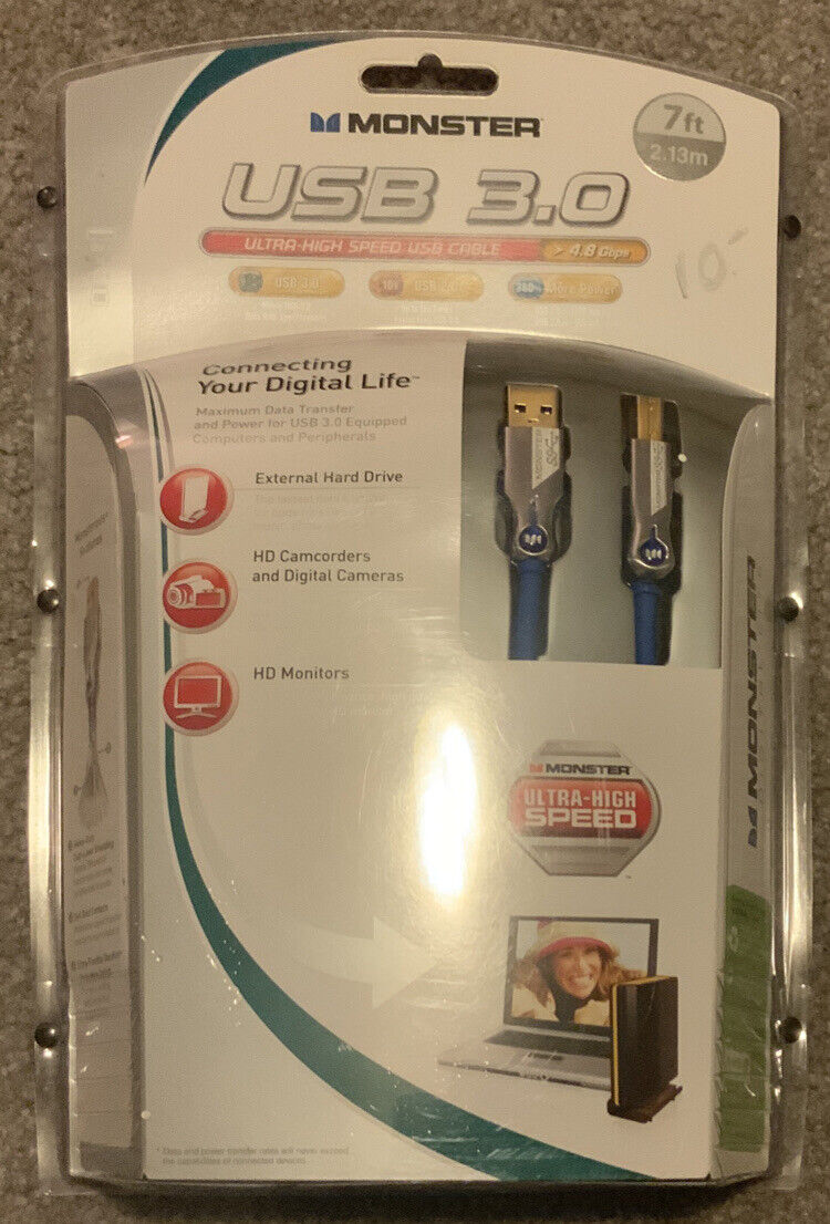NEW MONSTER Digital Life USB 3.0 Ultra High Speed USB Cable 4.8 Gbps