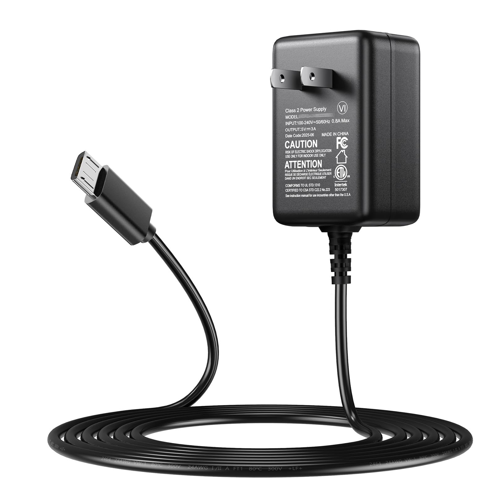 Raspberry Pi Power Supply, SoulBay 5V 3A Micro USB AC Adapter with Black 