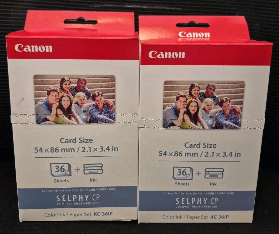 TWO Genuine CANON Photo Printer Ink&Paper Set KC-36IP for SELPHY CP (You Get 2)