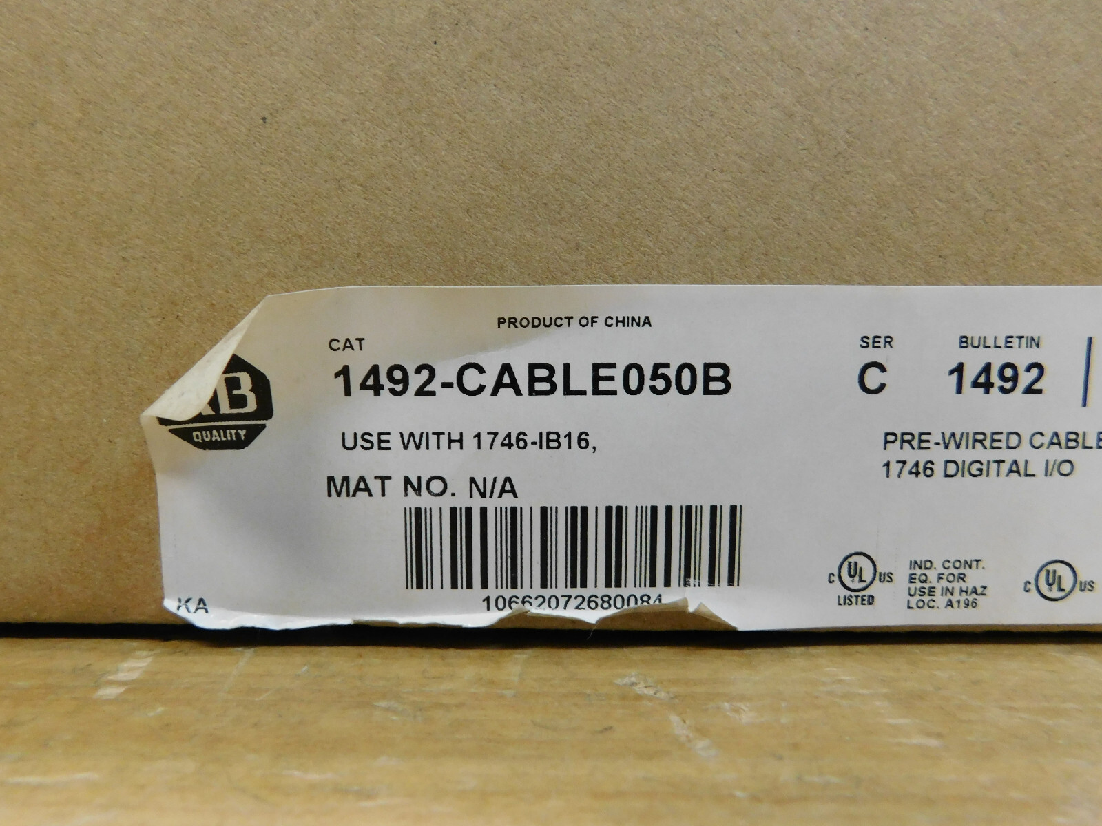 Allen Bradley 1492-CABLE050B Ser C Pre-Wired Cable for 1746 Digital I/O NEW CSQ