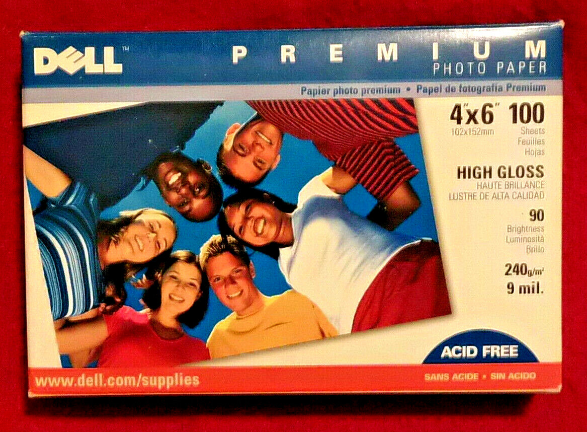DELL PREMIUM HIGH GLOSS PHOTO PAPER - 4x6 - 92 SHEET PACK - OPEN BOX