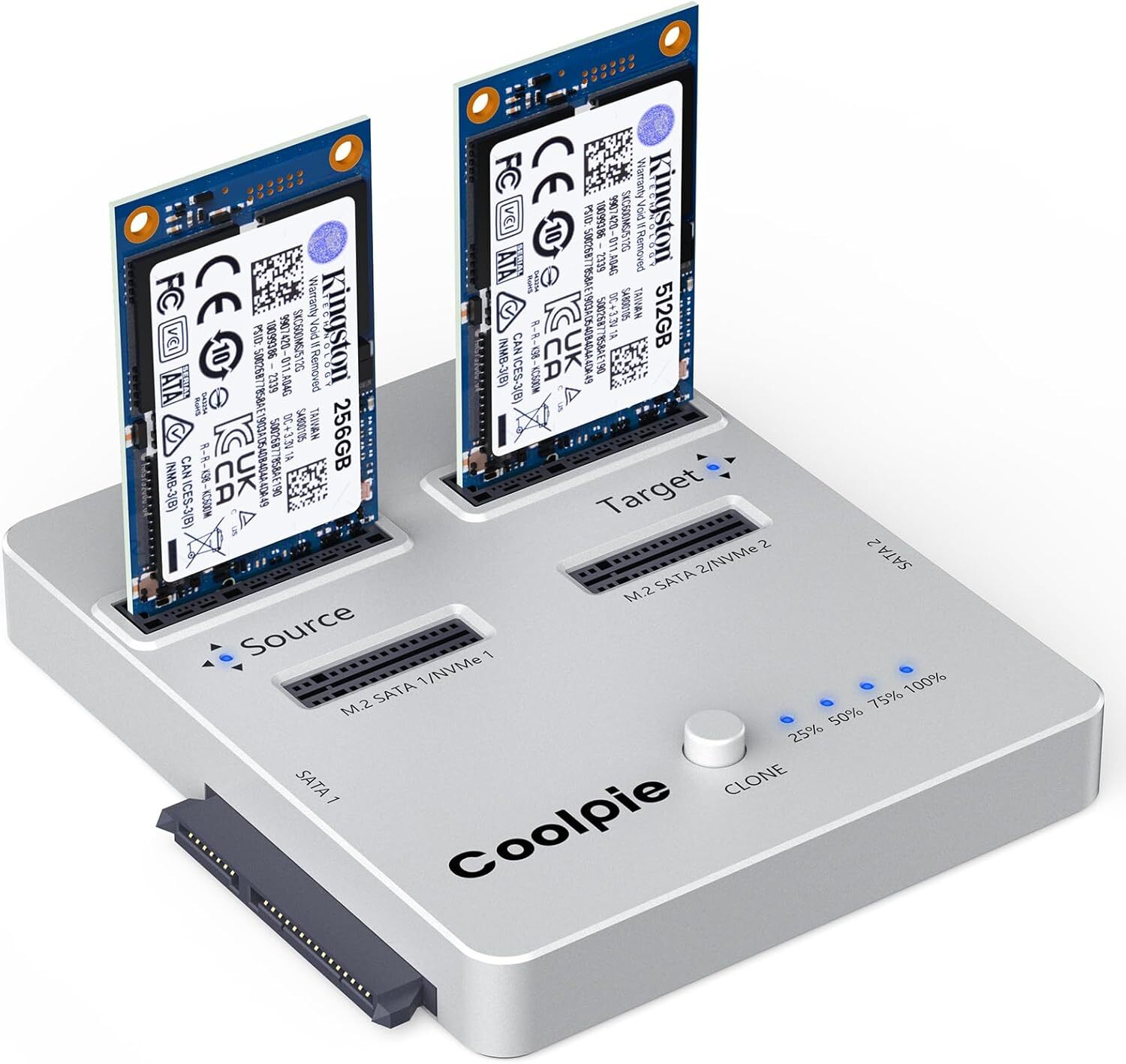 SATA/NVME SSD Cloner Offline Clone M.2 Cloner, USB3.2 Gen2*2 20Gbps M.2 Reader