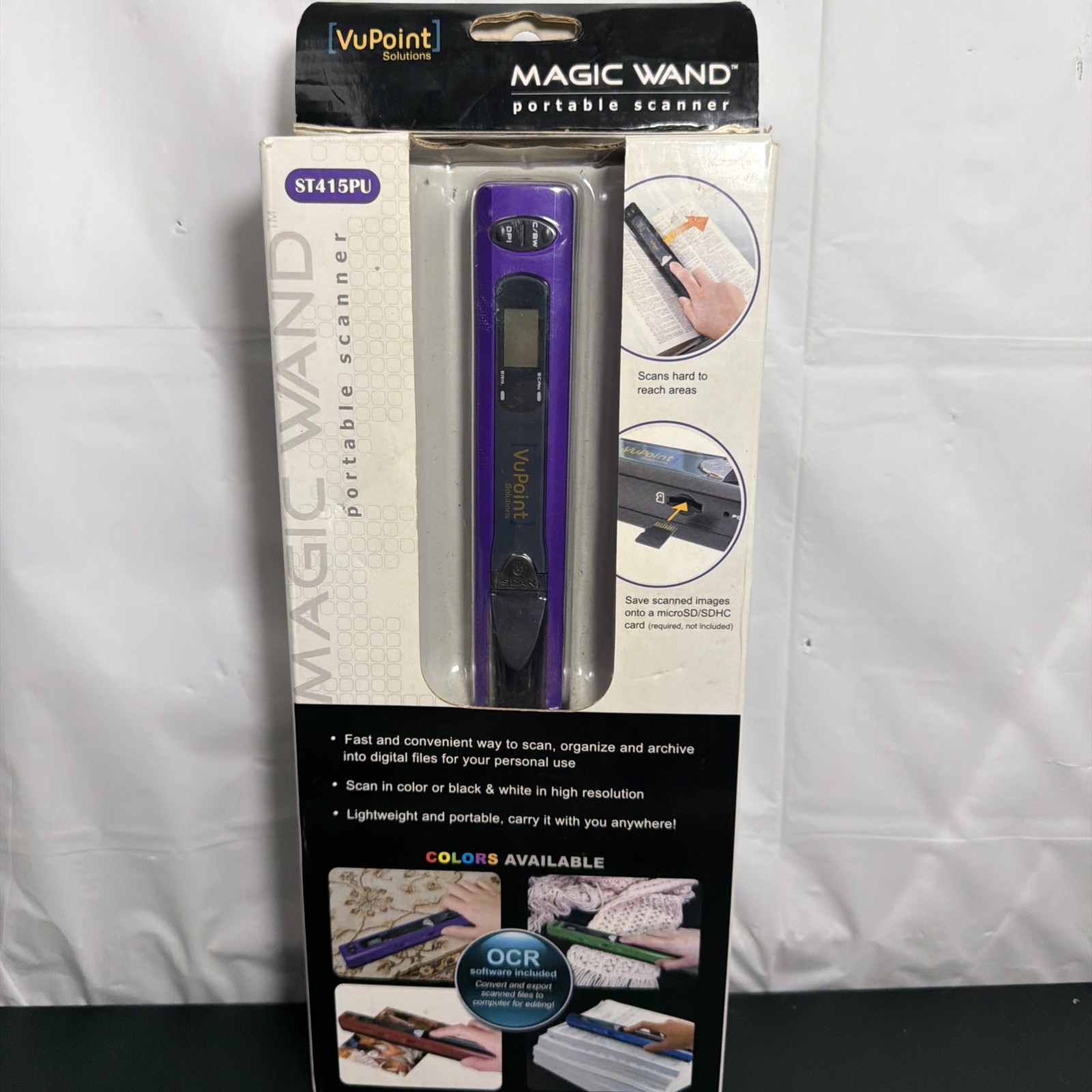 NEW VuPoint Solutions ST415PU Handheld Magic Wand Portable Scanner Purple SEALED