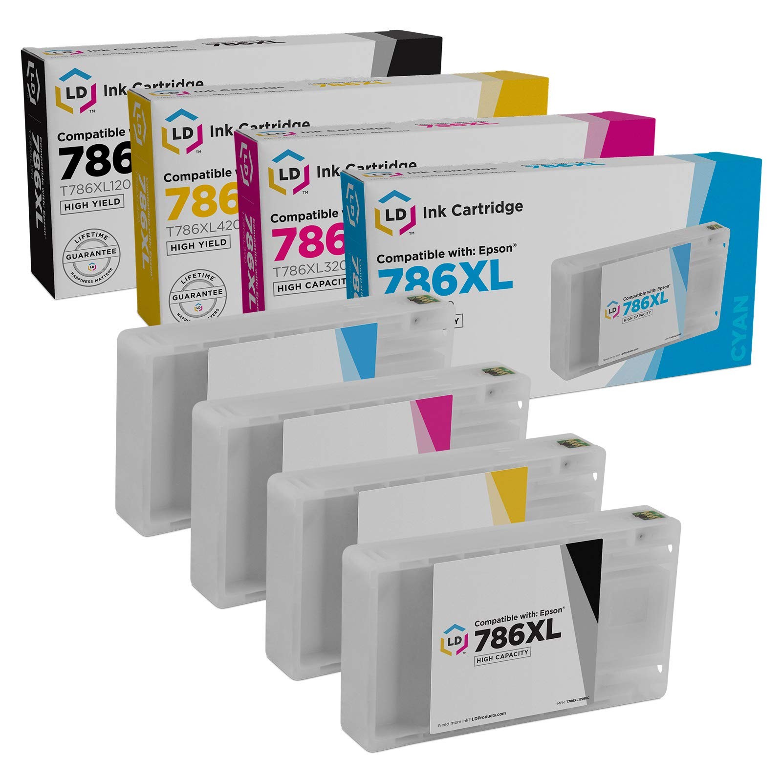 LD Replacement Epson 786XL High Yield Ink: Black, Cyan, Magenta, Yellow 4PK