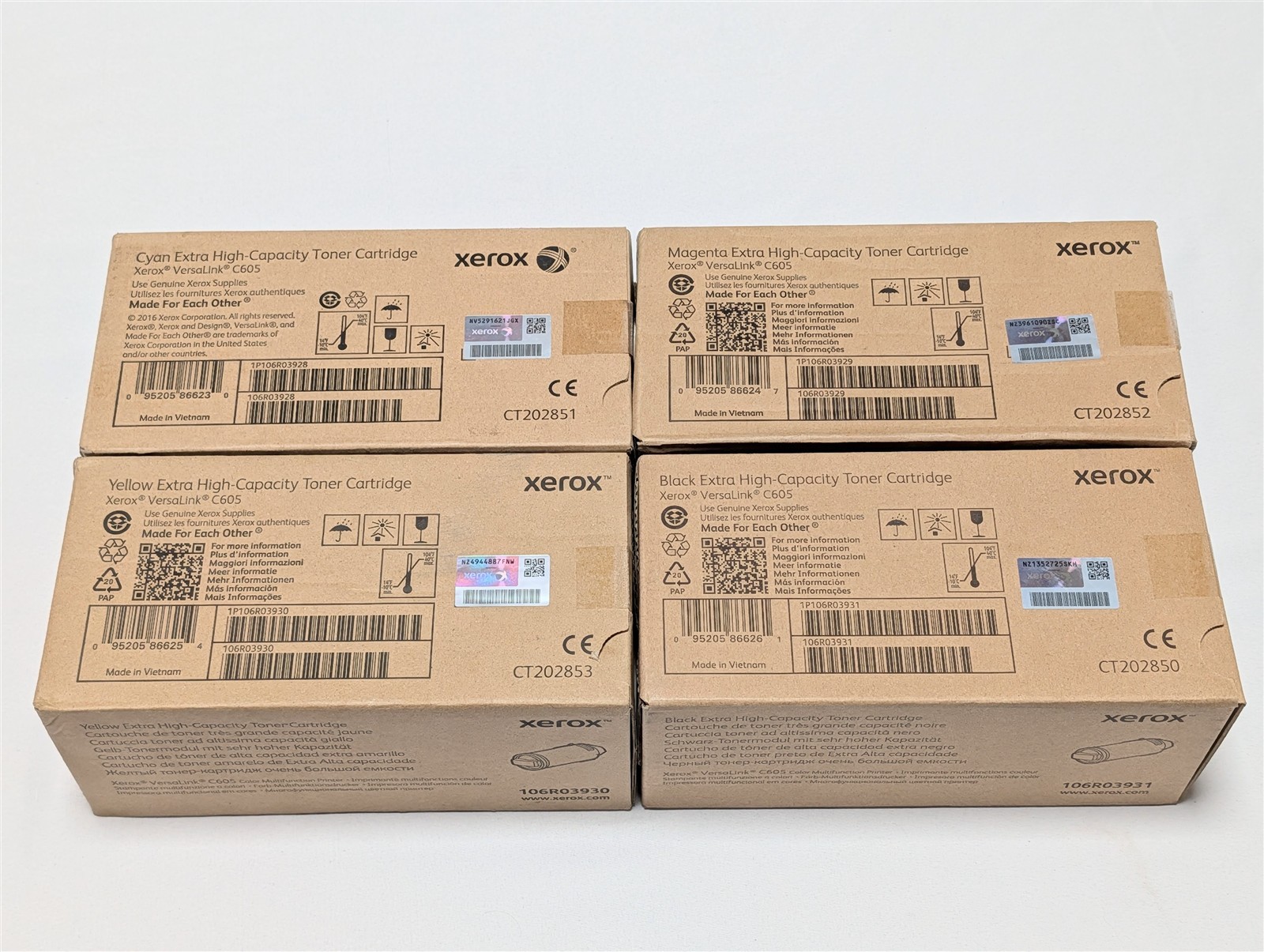 Xerox VersaLink C605 Extra High Capacity Toner Set CMYK 106R03931 28 29 30 NEW