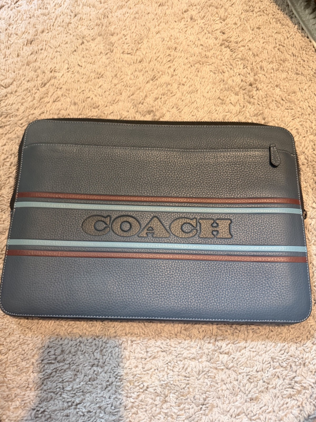 Coach - CH068 Leather Laptop Case - Fits 13-15" Laptops - Blue