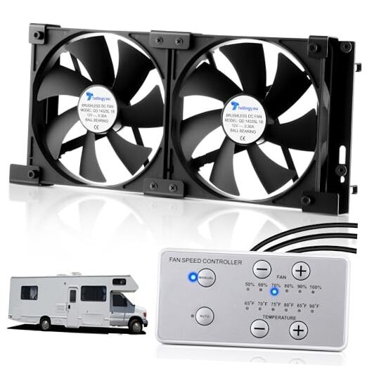 12V RV Fridge Ventilation Cooling Fan 5.5" (140mm), Custom Mounts For American