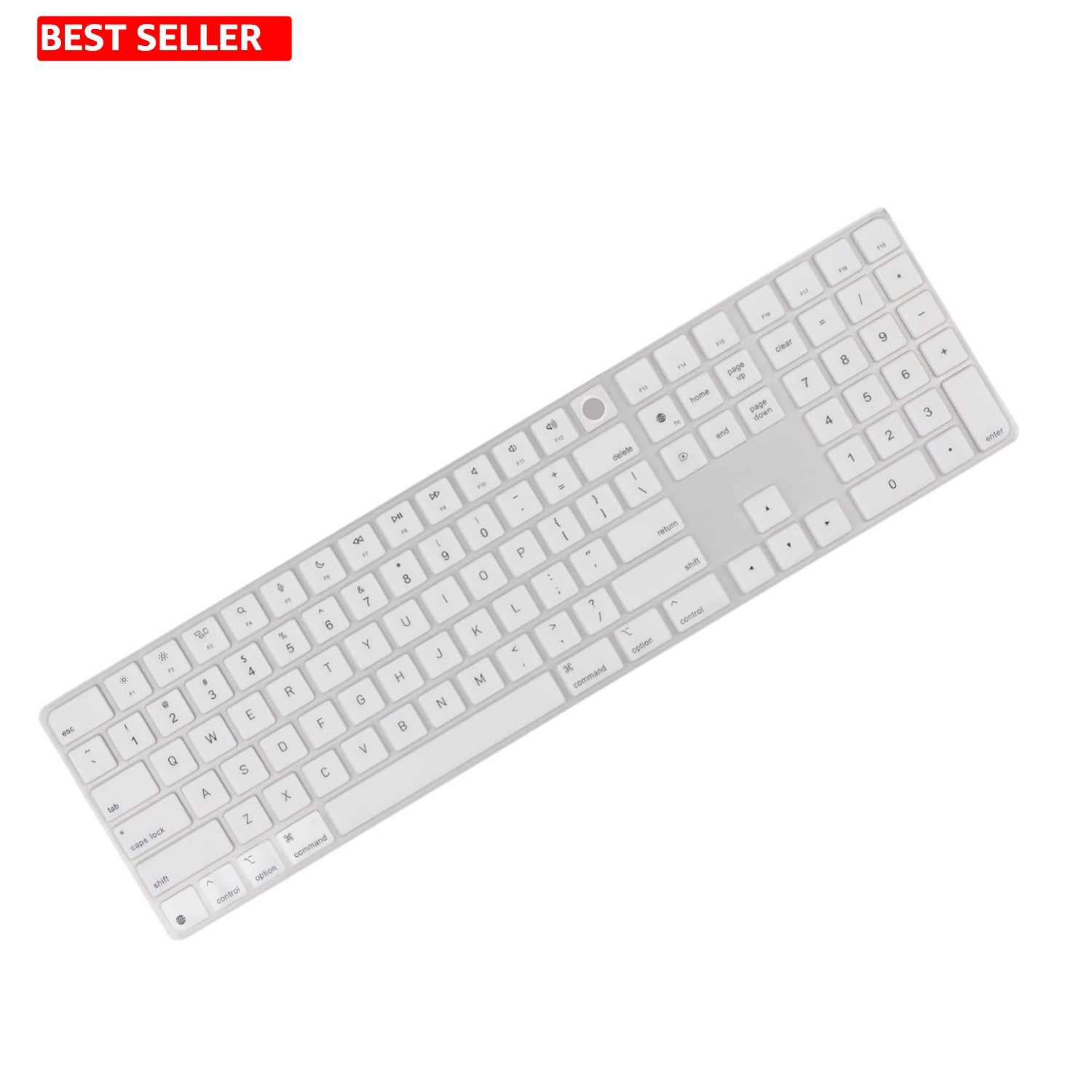 White Keyboard Cover 2024 Mac Magic Touch ID Numeric Keypad US Layout