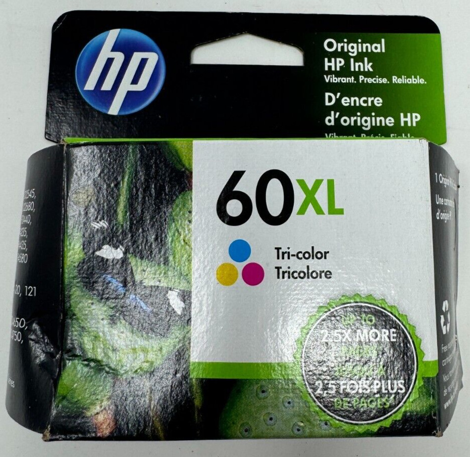 HP 60XL Ink Cartridge Tri-Color New Sealed Original and Genuine Exp 05/2022