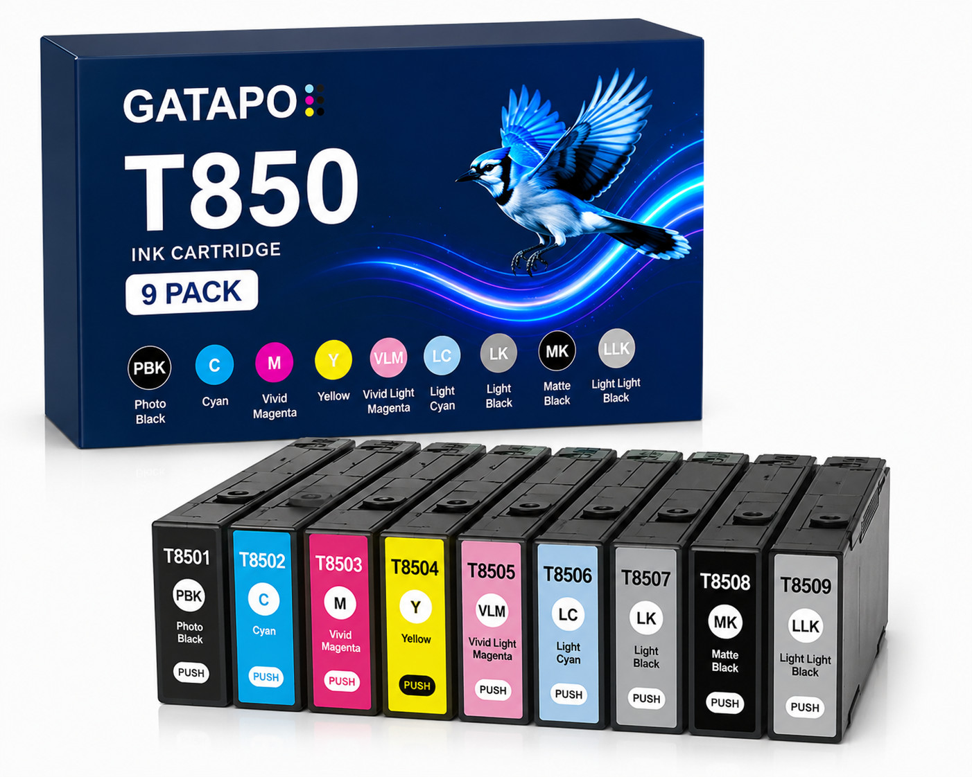 T850 Ink Cartridge (9-Pack, 80ML) for  SureColor P800 T8501 T8509