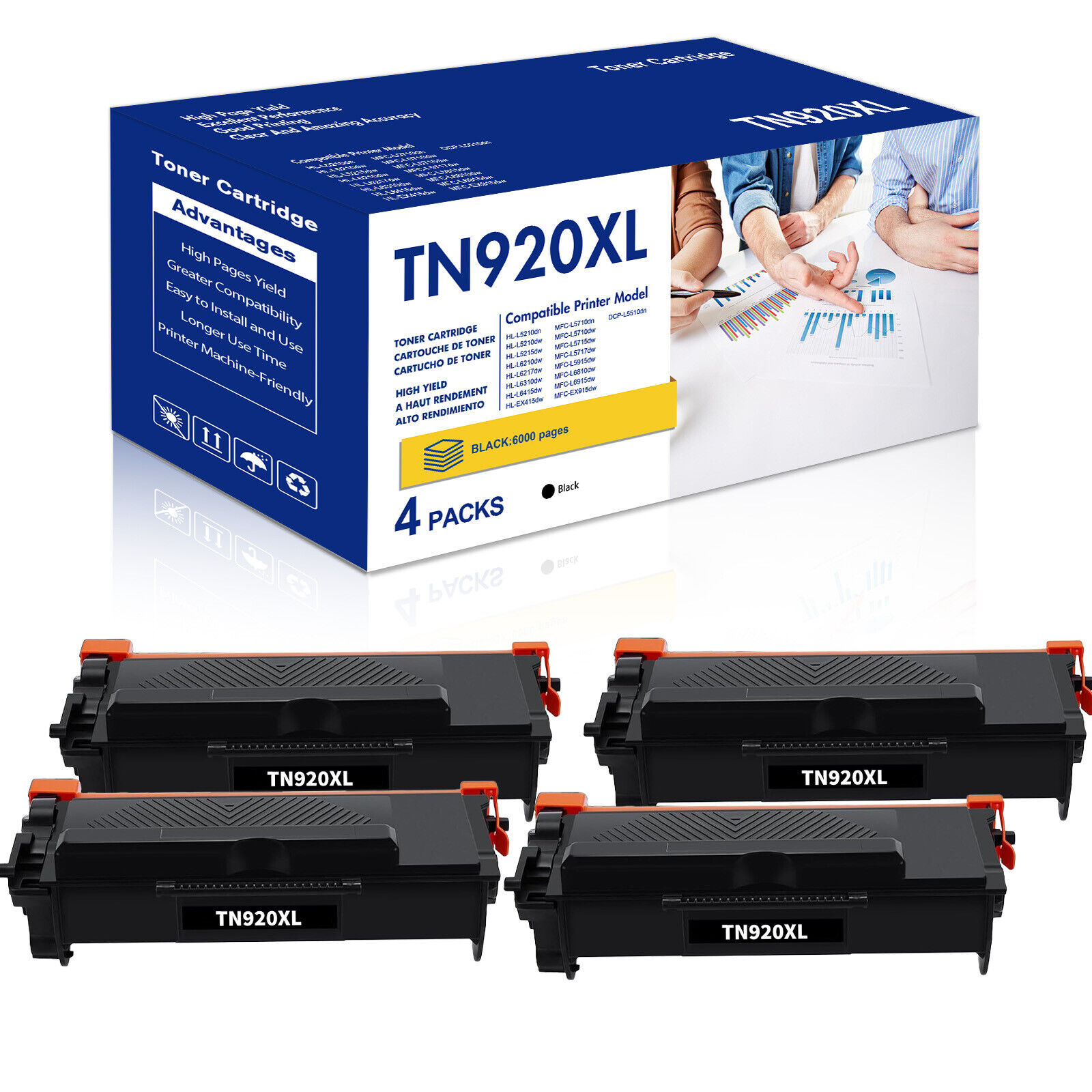 Black TN920 Toner Cartridge fits for Brother TN920XL HL-L5210DN HL-EX415DW LOT