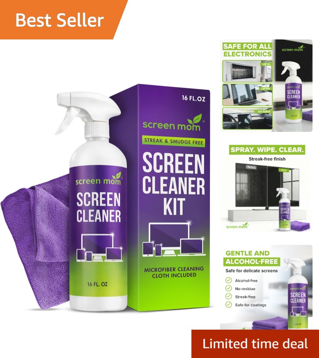 Professional Grade 16oz Screen Cleaner Spray with Extra Large Microfiber Cloth