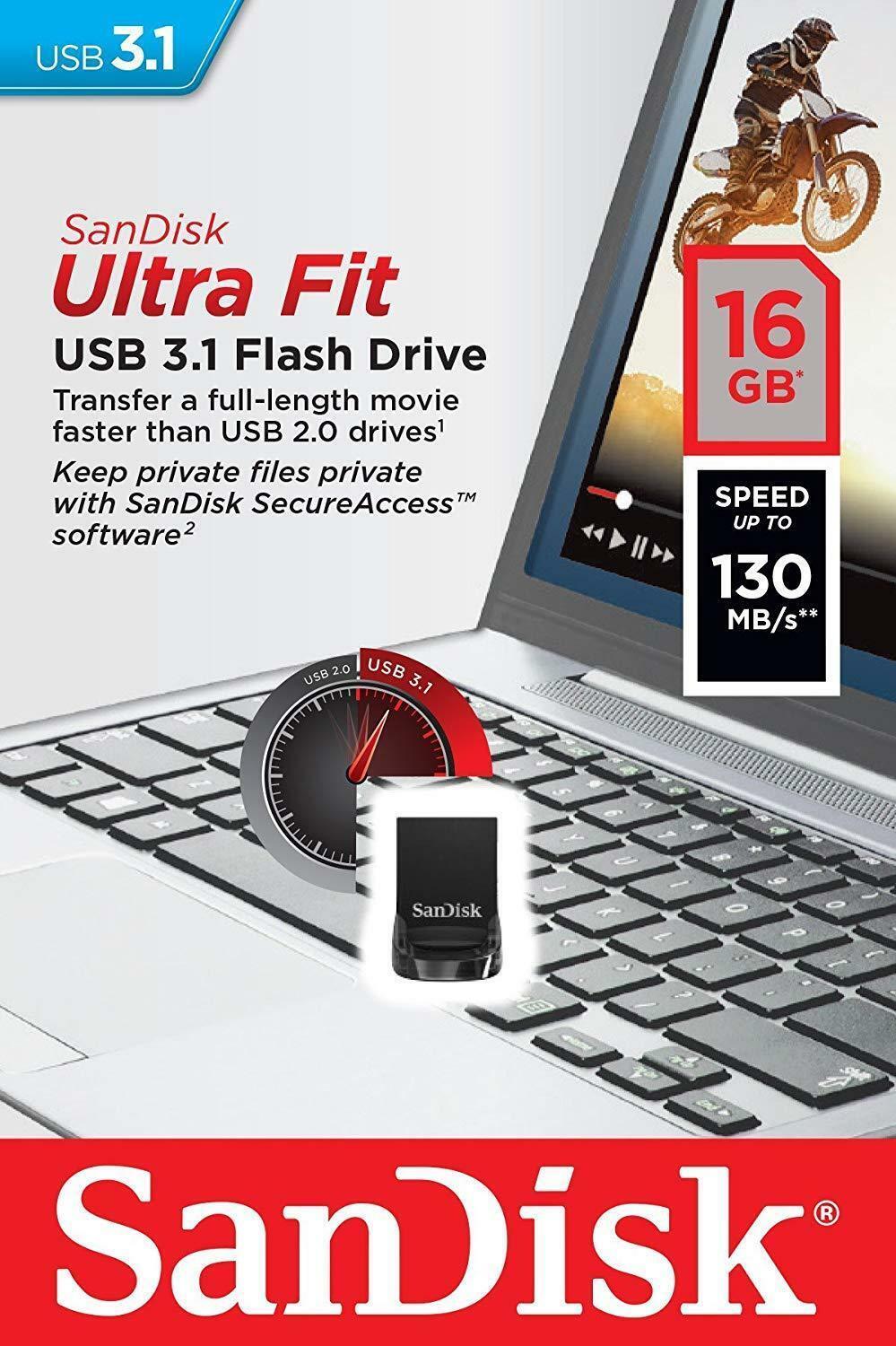 SanDisk Ultra Fit 32GB 64GB 128GB USB 3.1 Flash Drive Expansion Memory FAST