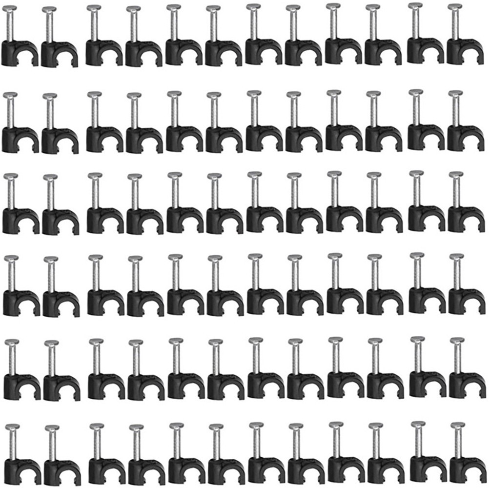 Black Cable Holders Wire Clips for Wall Mounting Extension Cord Coaxial Cables