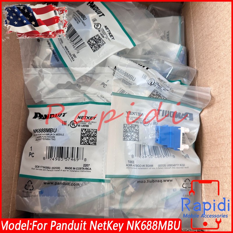 50PCS/Box Blue Jack Module For Panduit NK688MBU Cat6 Unshielded Keystone Network