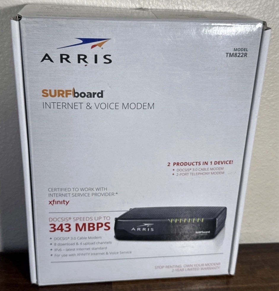 ARRIS TM822R SURFboard mAX (8x4) DOCSIS 3.0 Cable and Voice Modem for Xfinity