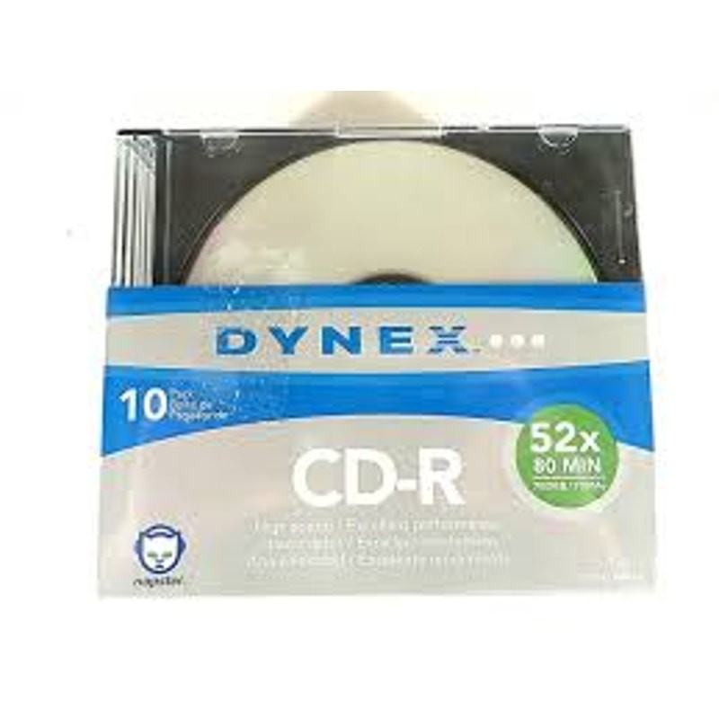 Dynex CD-R 10 Pack With Slim Jewel Cases 80 Min 700 MB NEW