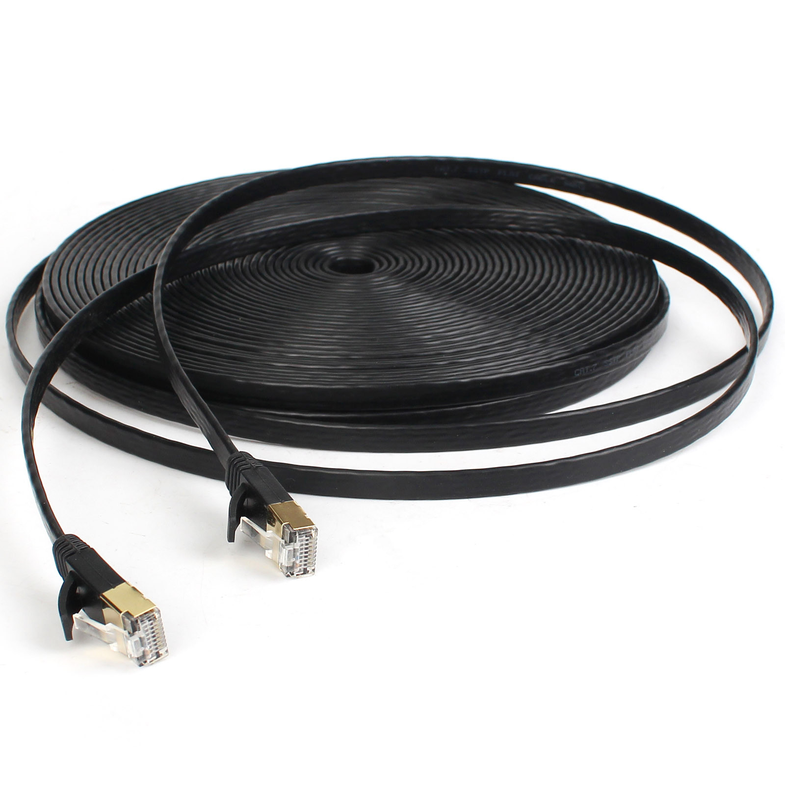 2022 NEWEST Cat 7 Network Patch Cable - 50ft/75ft- Black Flat with Fast Ethernet