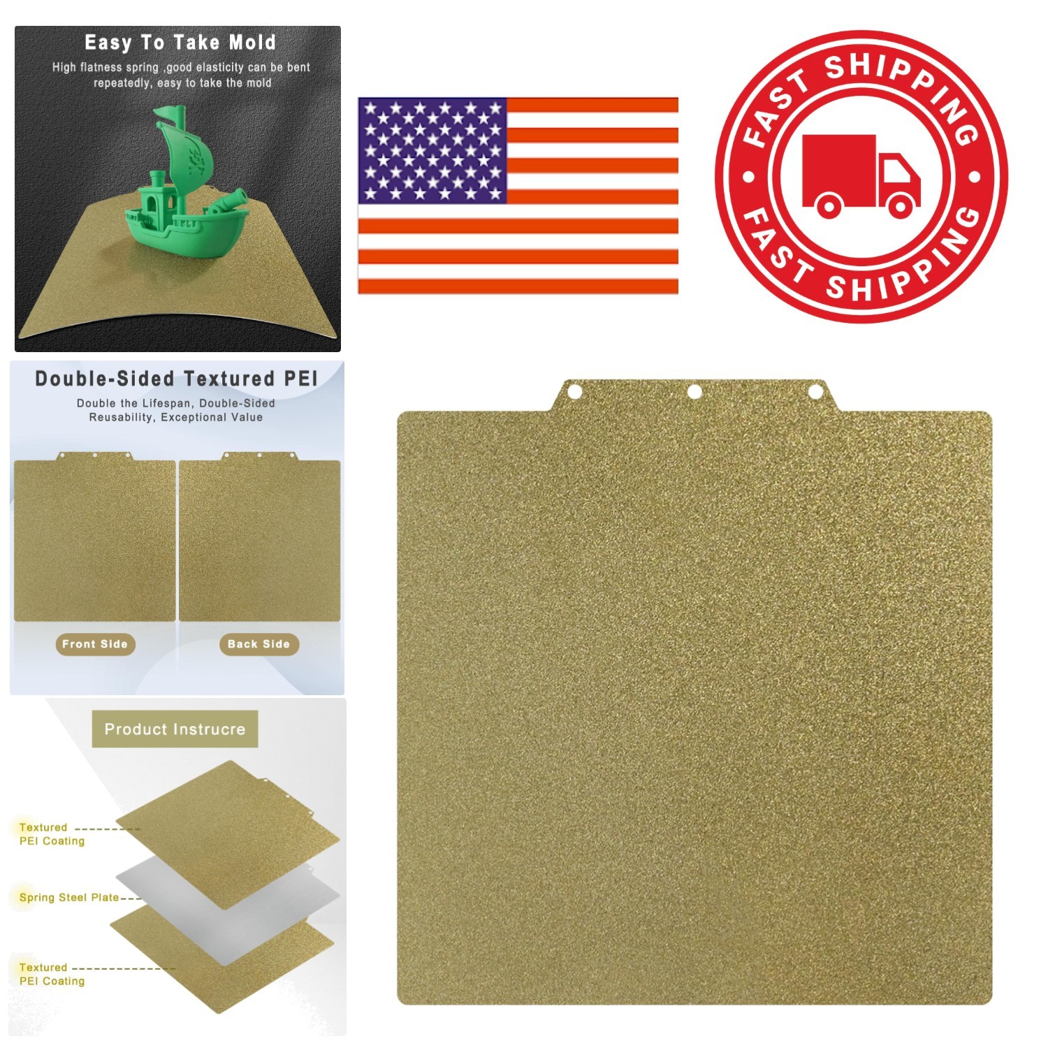 Double Sided Textured PEI Build Plate 235x235mm for Adventurer 5M Printers