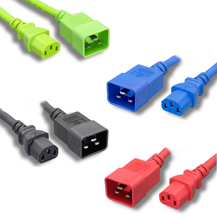 3FT-15FT Color-Coded AC Power Cord C13/C20 14AWG SJT Server Network HVAC Extend