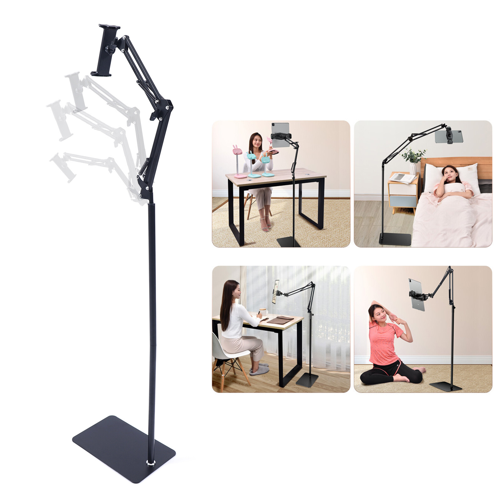 Adjustable Floor Mount Tripod Stand Holder Bracket for 4-11cm Tablet iPad Phone