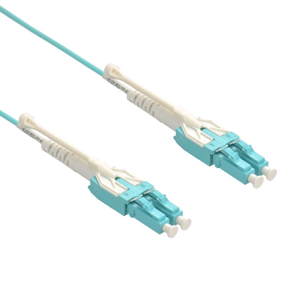 30m LC-LC Duplex 50/125 OM3 Multimode 10GB Fiber Patch Cable Aqua Uniboot 100FT