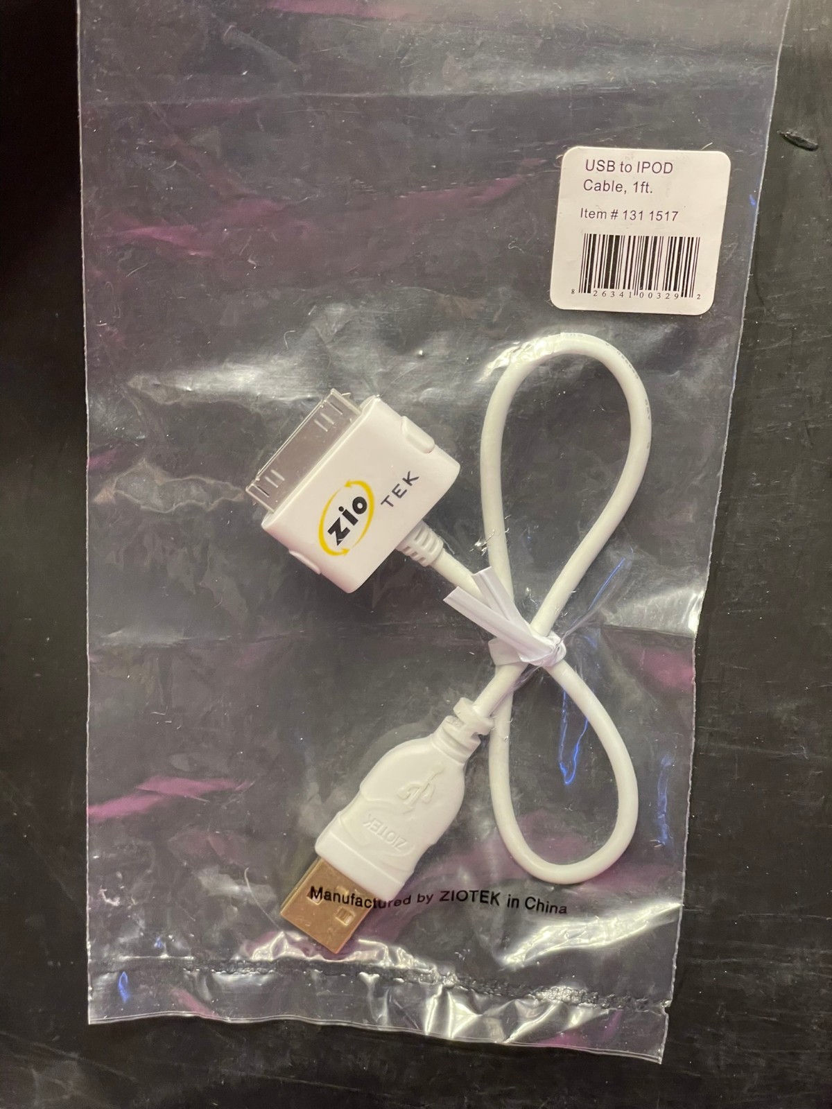 ZioTek USB to iPod Cable – 1ft – White – Model 131 1517
