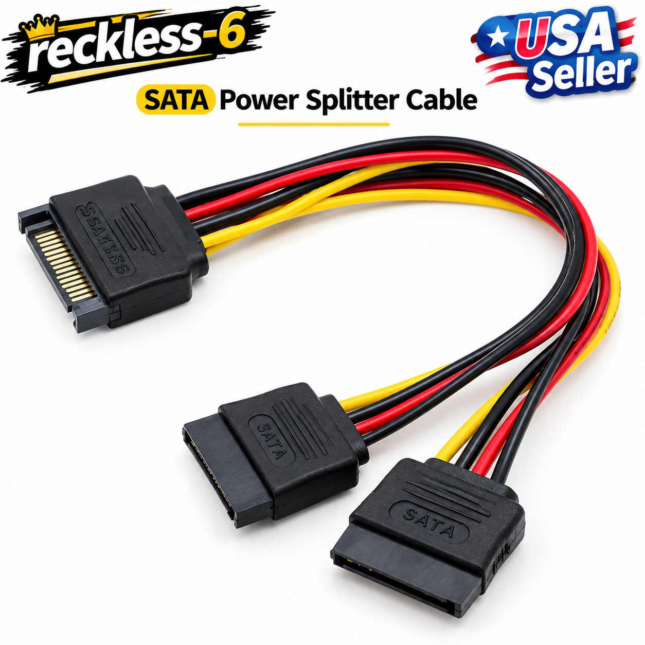 SATA 15Pin Power Splitter Cable 1 to 2 HDD SSD Extension 20cm Y Cable