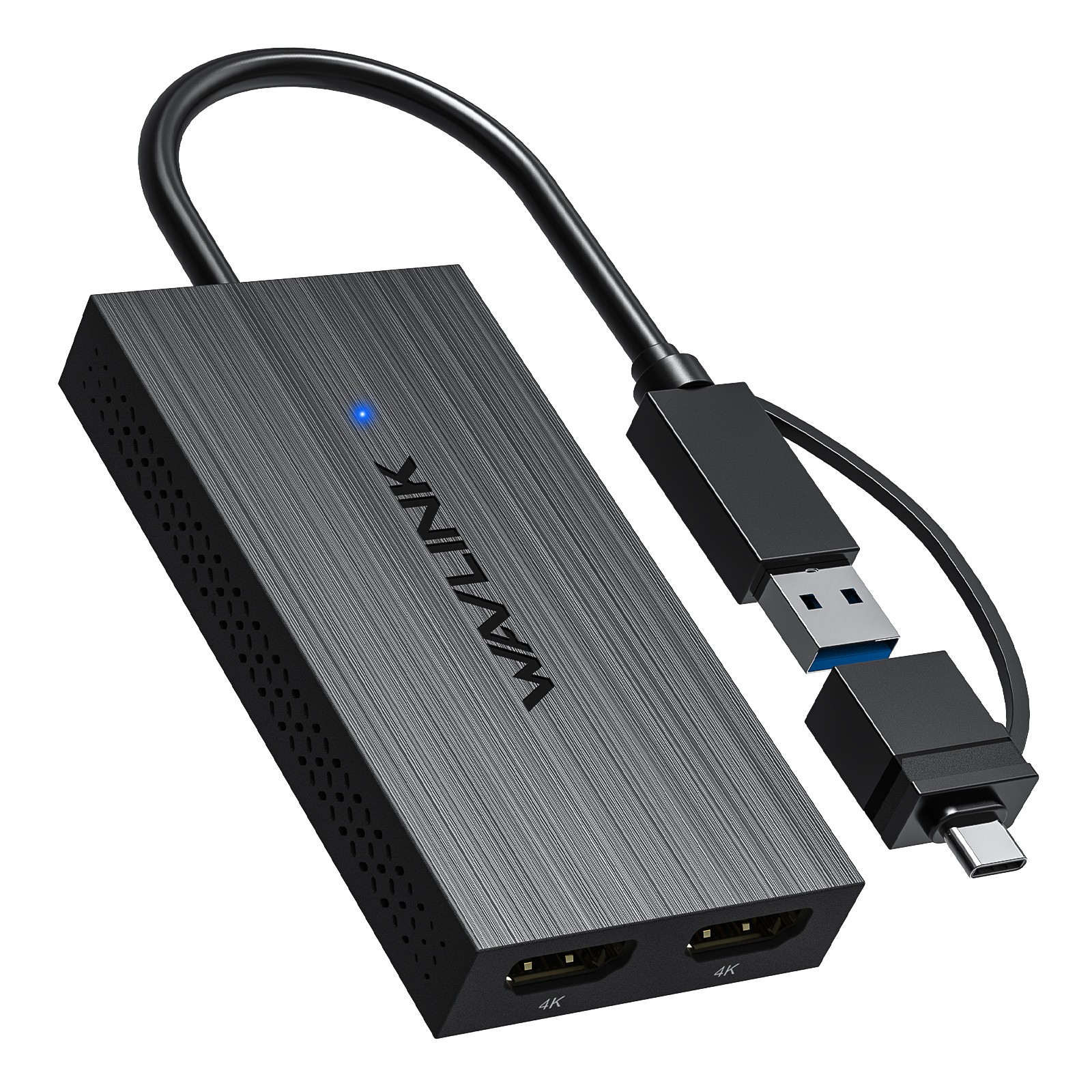 USB 3.1/USB C to HDMI Adapter DisplayLink Dual 4K Monitor Hub for Windows/Mac