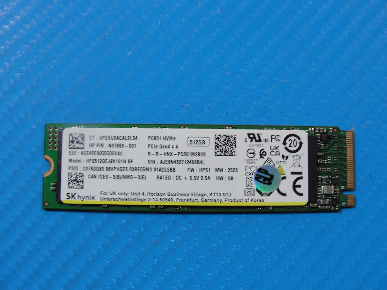 HP 8 G1i 14 SKhynix 512GB M.2 NVMe SSD Solid State Drive HFS512GEJ9X101N