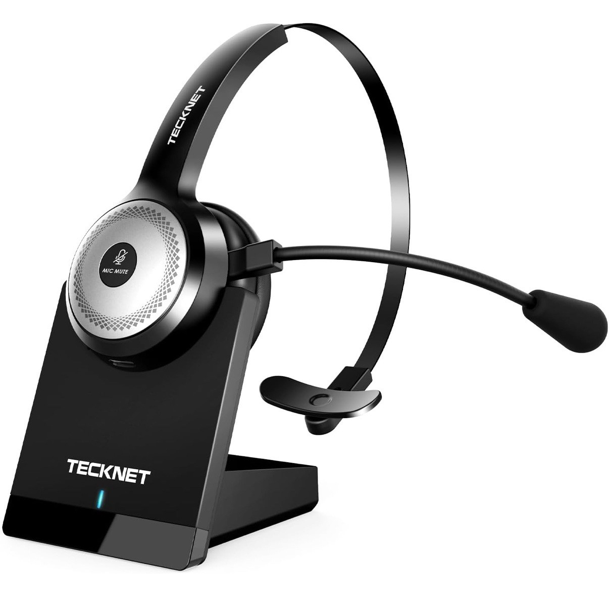 TECKNET Bluetooth 5.0 Headset Microphone for PC, USB Wireless Headset with Mic
