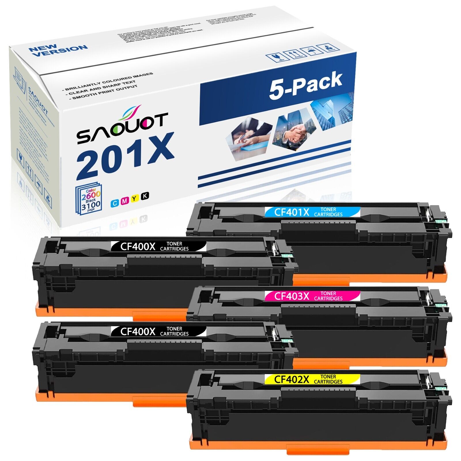 201X CF400X Toner New Replacement for HP 201X Pro M252dw MFP 277dw 2K/1C/1M/1Y