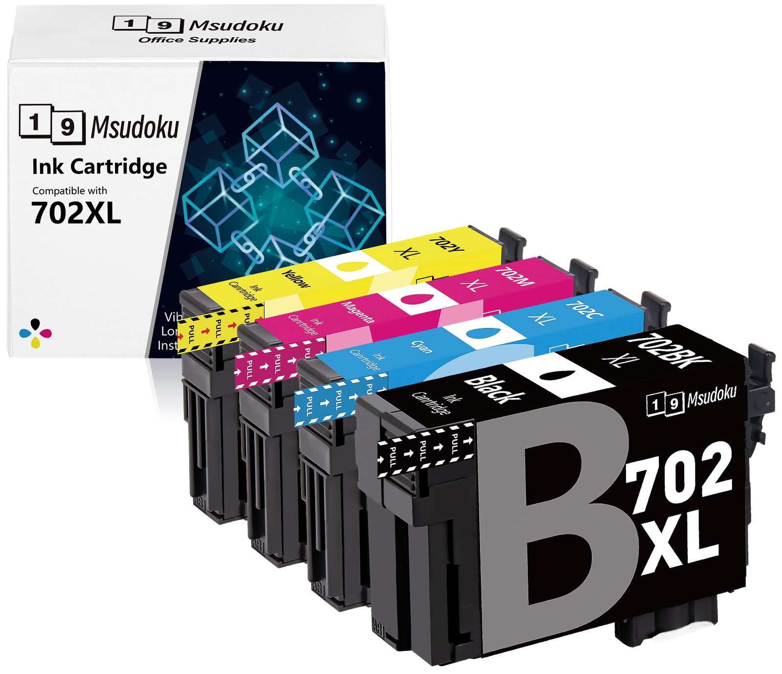 4PK 702XL T702XL Ink Cartridges For Epson  702 WorkForce WF-3720 WF-3730 WF-3733