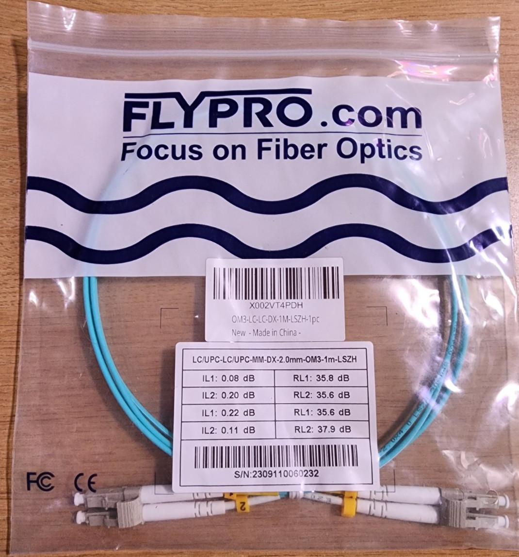 NEW - FLYPRO OM3 LC/UPC to LC/UPC Duplex Fiber Cable 1M LSZH Multimode
