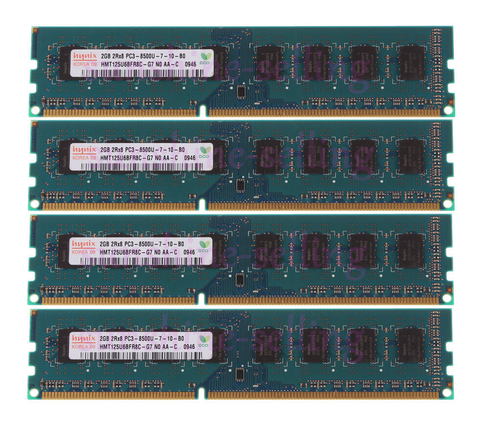 Hynix 8GB 4X 2GB DDR3 RAM 2RX8 PC3-8500U 1066MHz CL7 DIMM Desktop Memory  NONECC