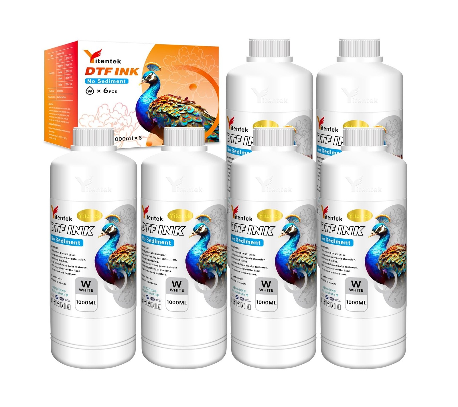 No Sediment DTF White Ink 6000ML DTF Transfer Ink for PET Film Pigment Ink Re...