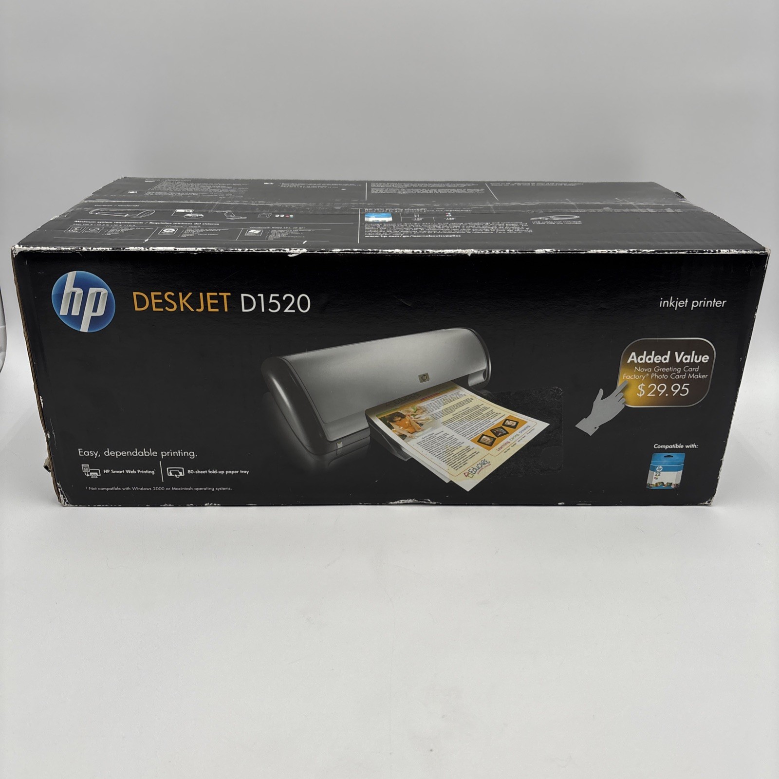 HP Deskjet D1520 Compact Inkjet USB Printer Tri-Color Cart New Open-Box