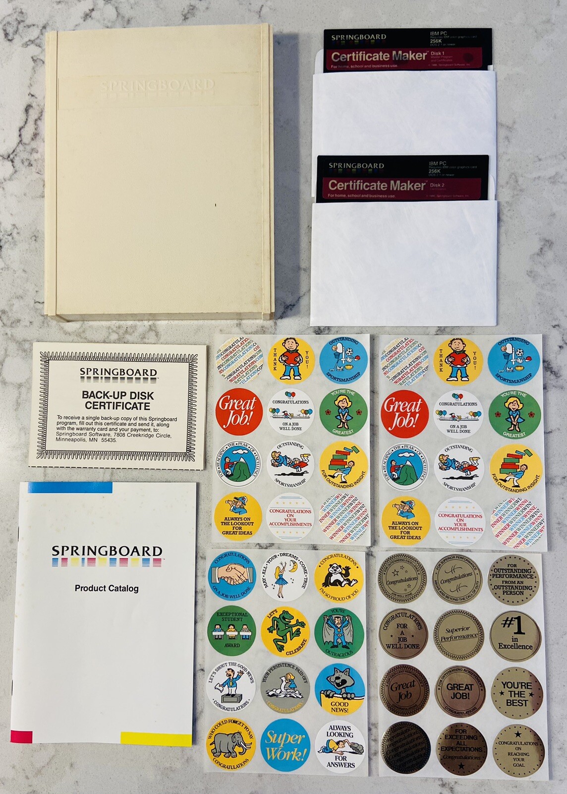 Springboard Certificate Maker for IBM PC 5.25” With Inserts Manual And Stickers