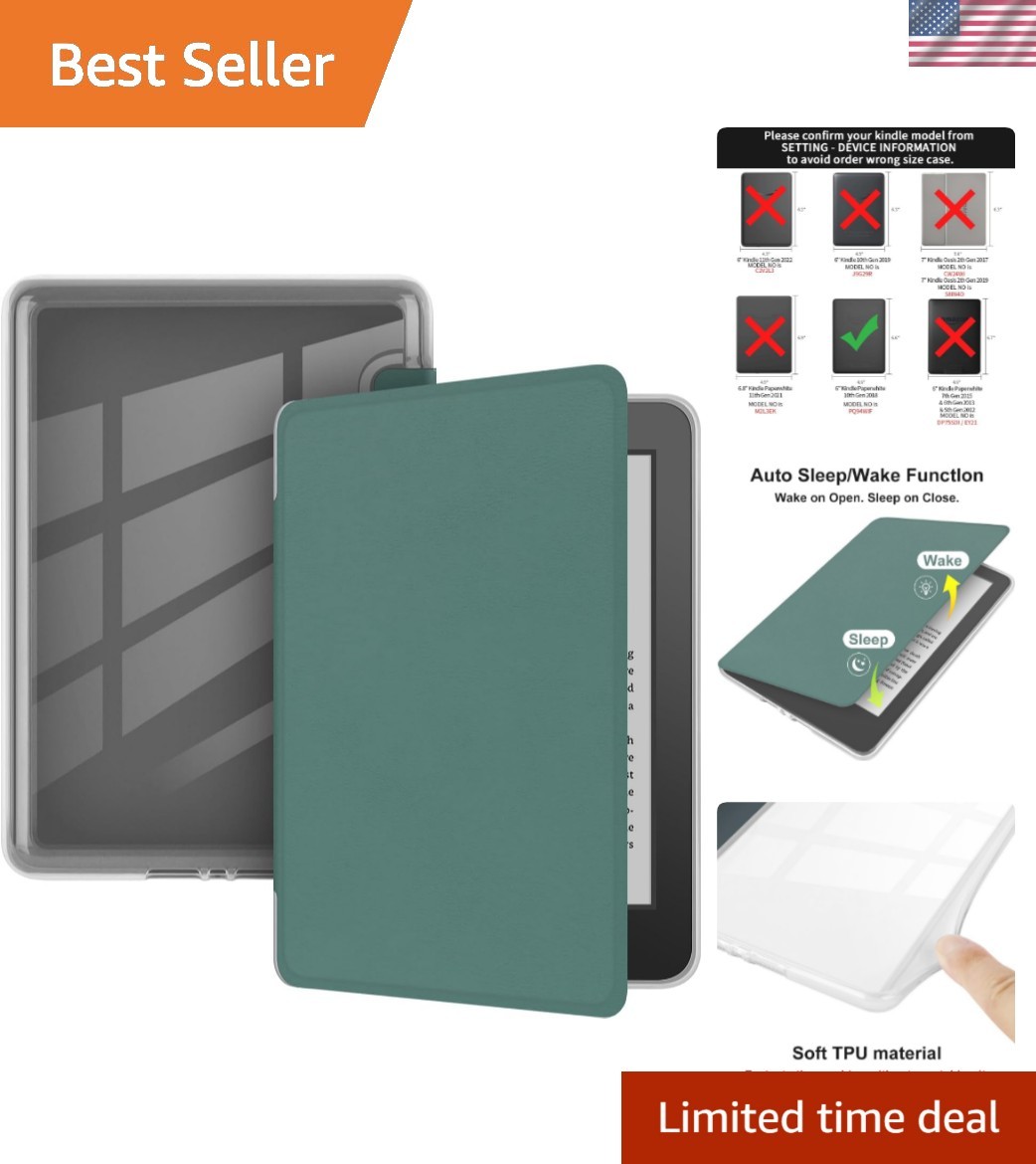 Waterproof Kindle Paperwhite Case 10th Gen – Dark Green, Slim Fit Design
