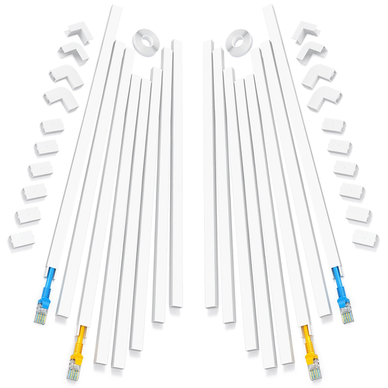 250in Cord Hider, One-Line Cable Yecaye Small Covers Small, White 