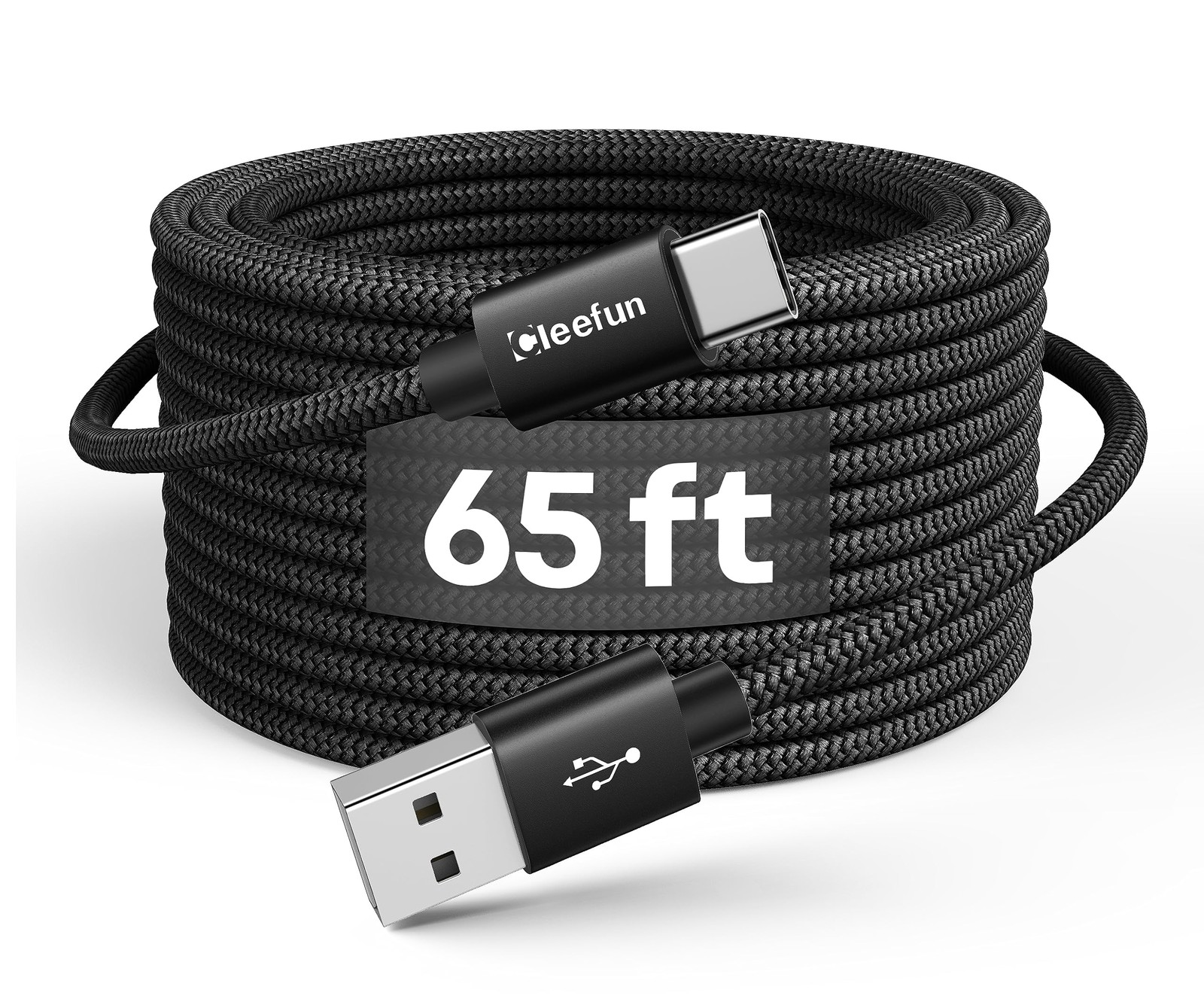 Extra Long USB C Cable, 65ft / 20M, to C Power 65ft, Black