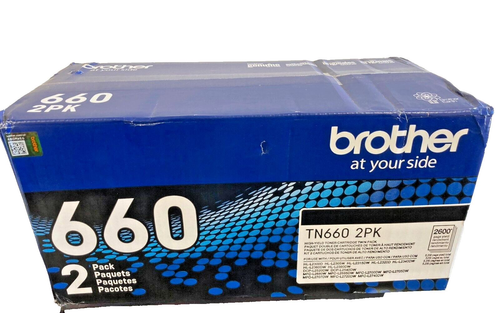 Brother Genuine TN660 Toner 2 Pack -TN6602PK - 