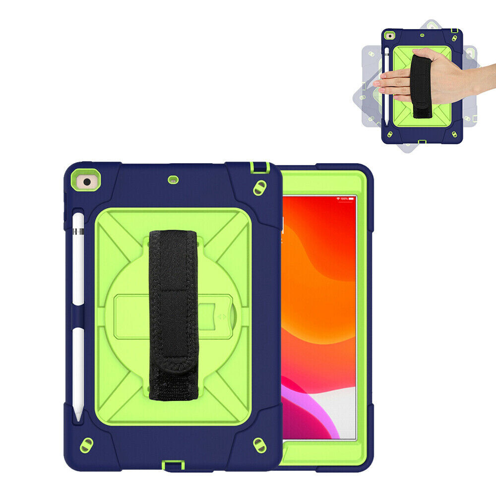 New ipad 10.2 Shockproof Case With Rotatable Stand Shoulder Strap/Pencil Holder