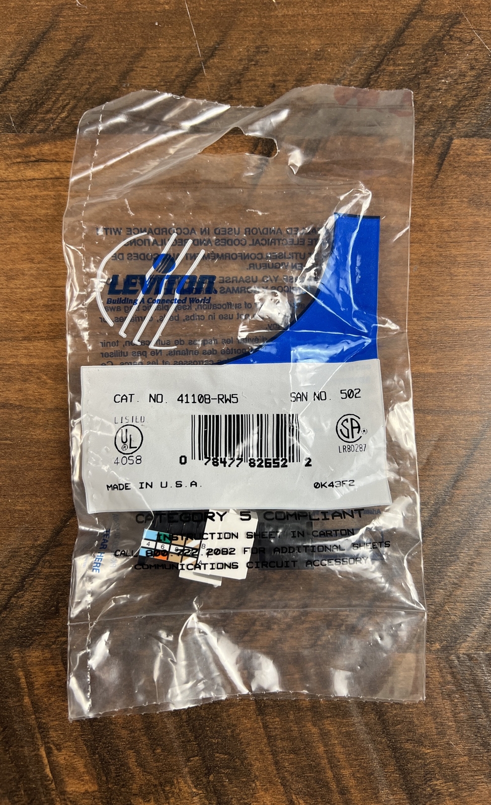 1 LEVITON White 41108-RW5 CAT 5 SNAP-IN JACK