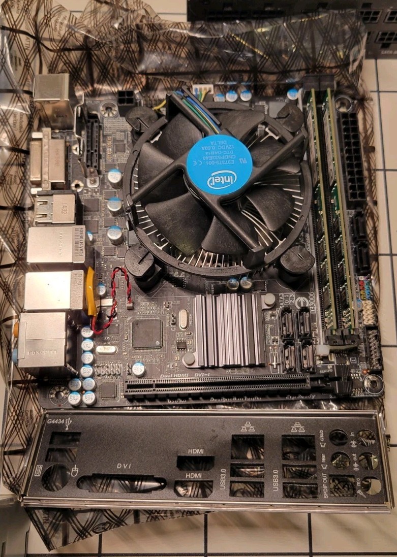 **AS IS** PC PART LOT - Motherboard Combo, PSUs, Fans, Cables, Disk Drives