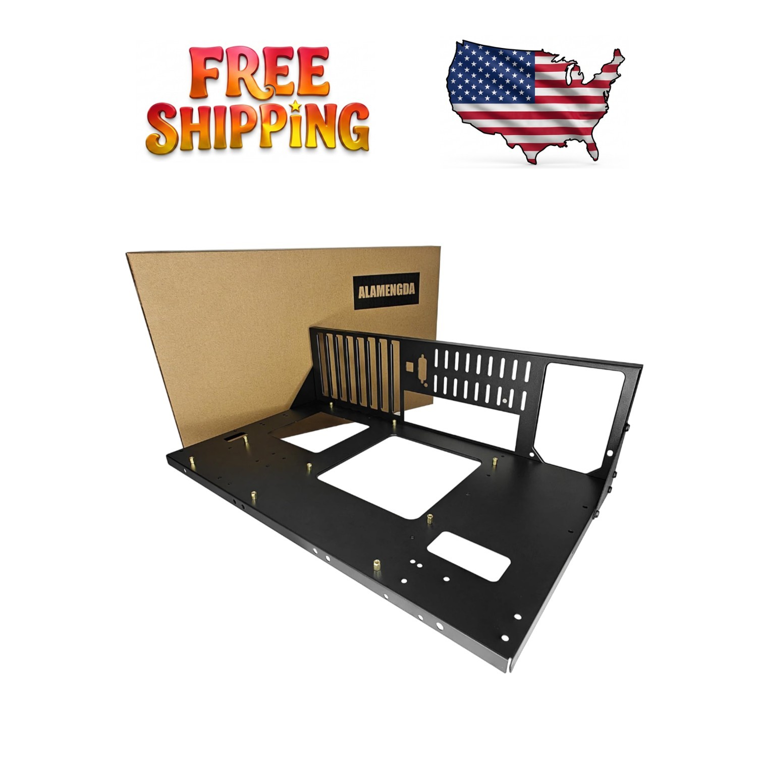 Lightweight Black Open Frame PC Case - Ideal for DIY Builds & Optimal Cooling