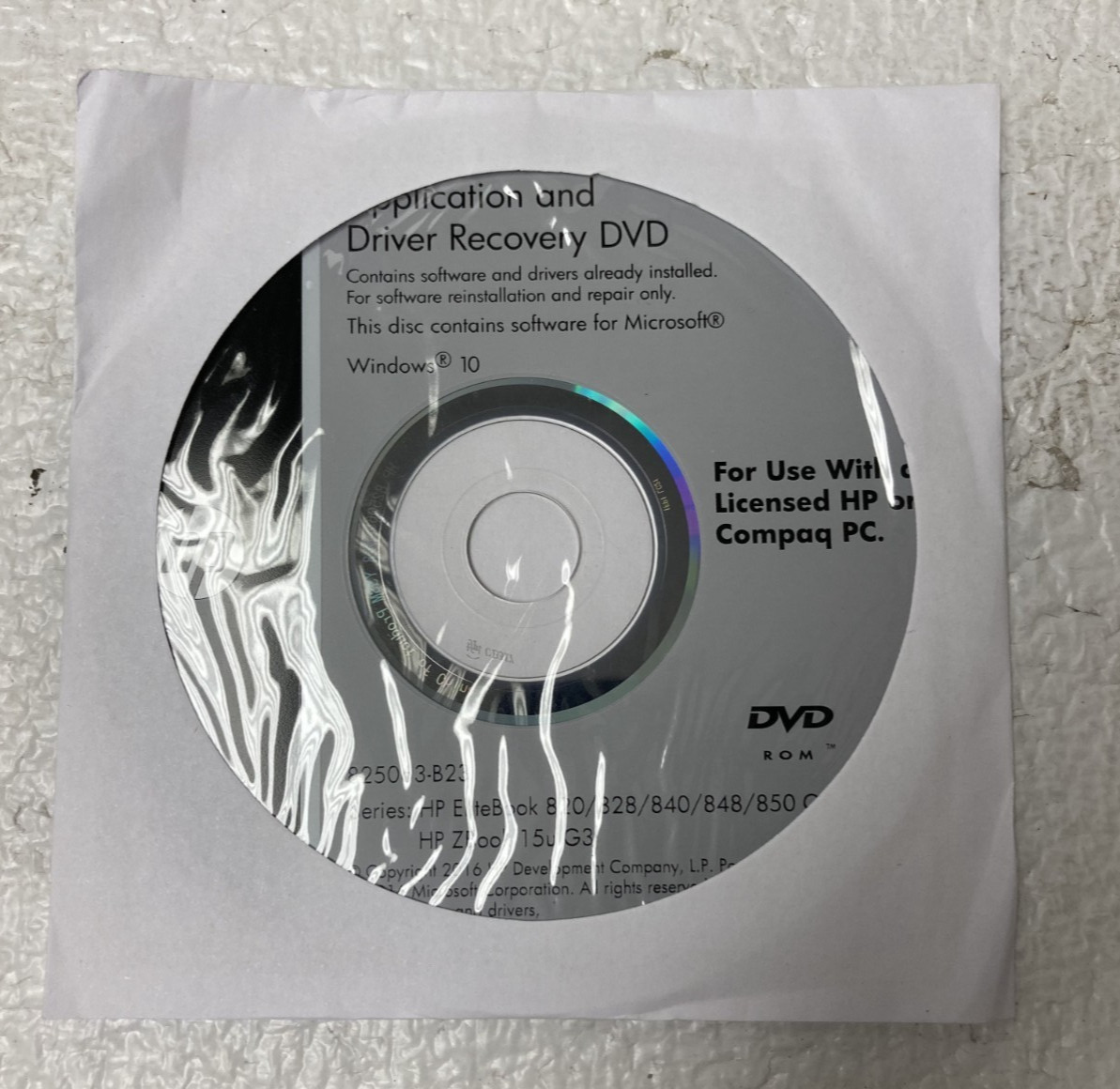 HP Application and Driver Recovery DVD Win 10 825063-B23 NEW