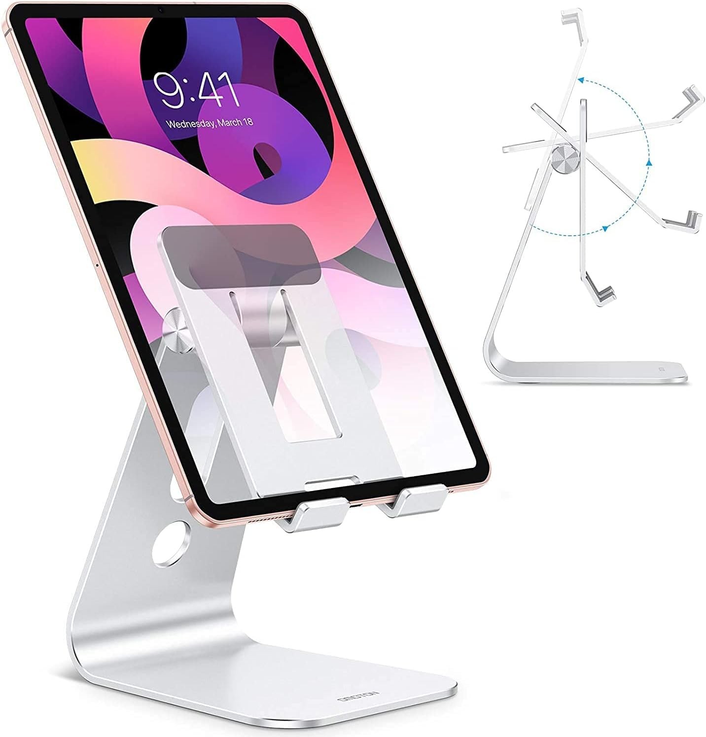 T2 Adjustable Tablet Stand - Aluminum Holder for iPad & Smartphones